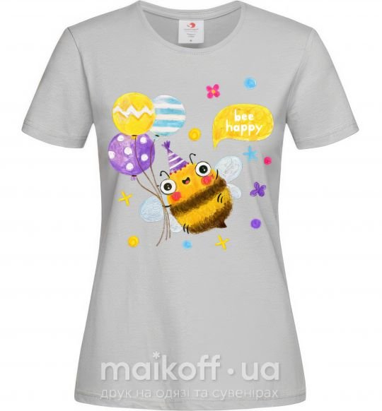 Жіноча футболка Bee happy Сірий фото