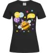 Женская футболка Bee happy Черный фото