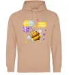 Мужская толстовка (худи) Bee happy Песочный Мужская толстовка (худи) Bee happy Песочный фото