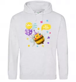 Женская толстовка (худи) Bee happy Серый меланж фото