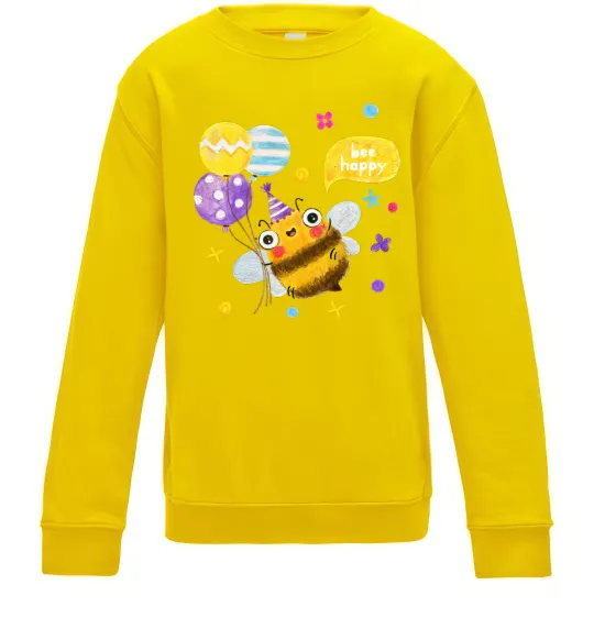 Детский Свитшот Bee happy Солнечно желтый фото