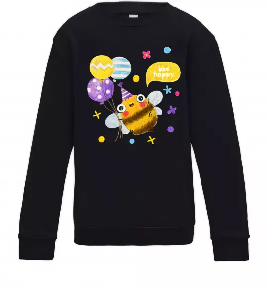 Детский Свитшот Bee happy Черный фото