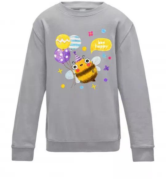 Детский Свитшот Bee happy Серый меланж фото