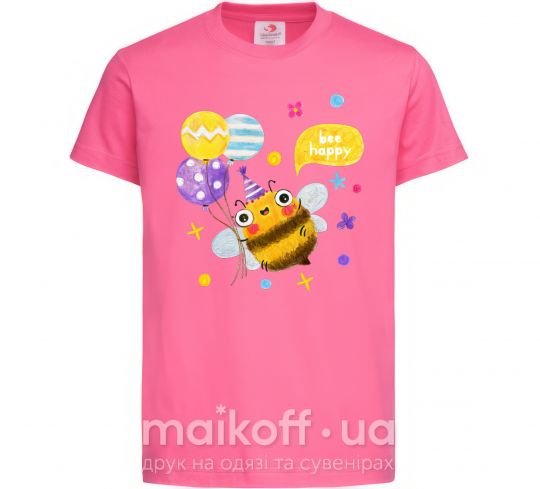 Дитяча футболка Bee happy Яскраво-рожевий фото