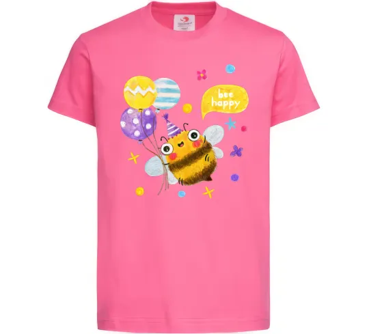 Детская футболка Bee happy Ярко-розовый фото