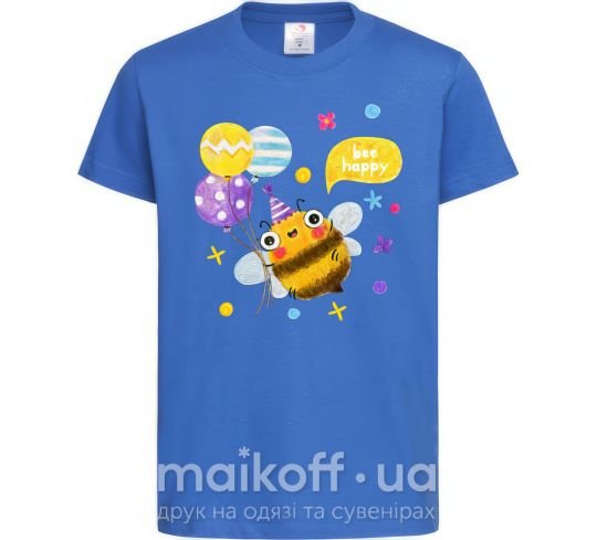 Детская футболка Bee happy Ярко-синий фото