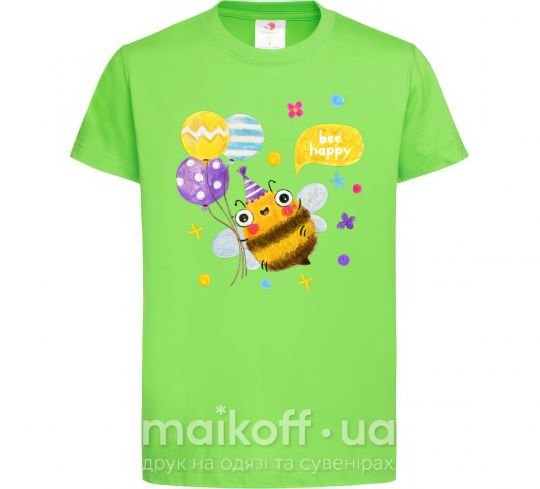 Дитяча футболка Bee happy Лаймовий фото