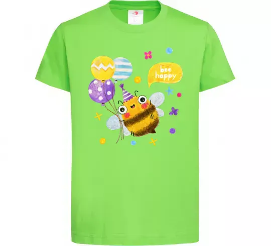 Детская футболка Bee happy Лаймовый фото
