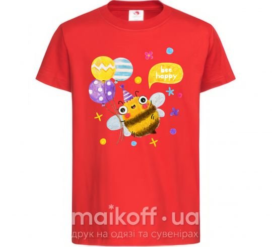 Детская футболка Bee happy Красный фото