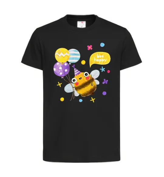 Детская футболка Bee happy Черный фото