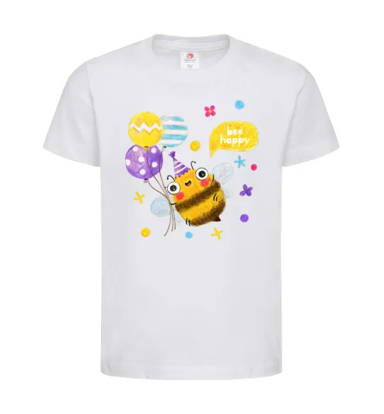 Детская футболка Bee happy Белый фото