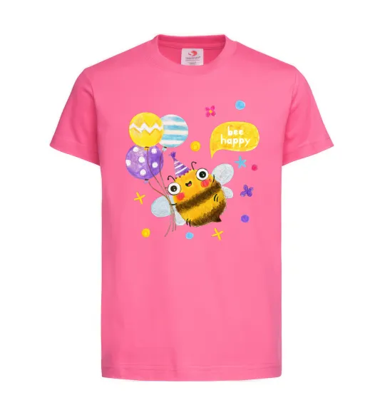 Детская футболка Bee happy Ярко-розовый фото