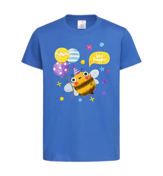 Детская футболка Bee happy Ярко-синий фото