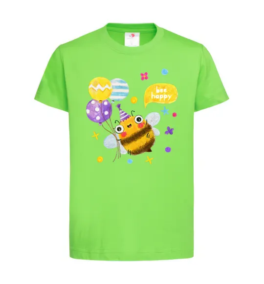 Детская футболка Bee happy Лаймовый фото