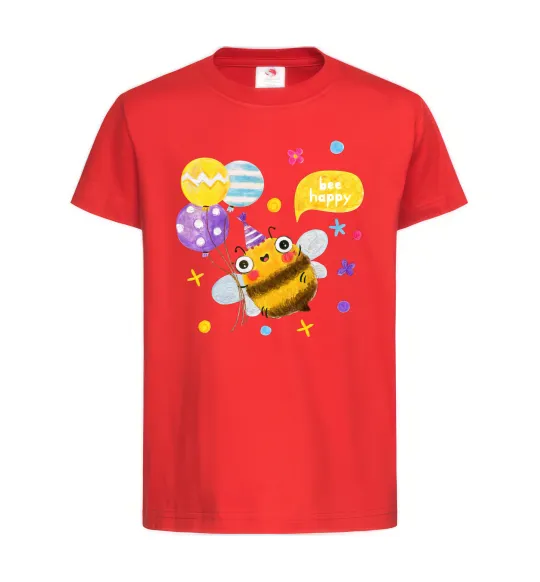 Детская футболка Bee happy Красный фото