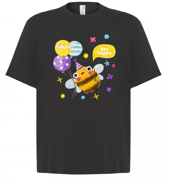 Футболка Оверсайз Bee happy Черный фото