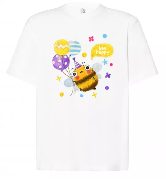 Футболка Оверсайз Bee happy Белый фото