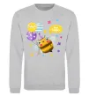 Свитшот Bee happy Серый меланж фото