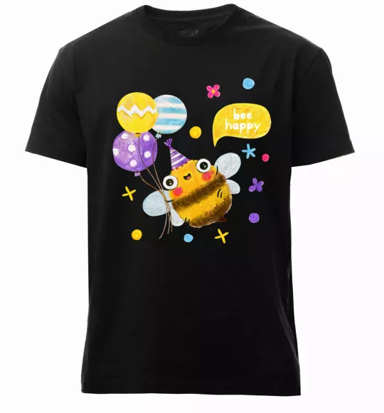Чоловіча преміум футболка Bee happy Чорний фото