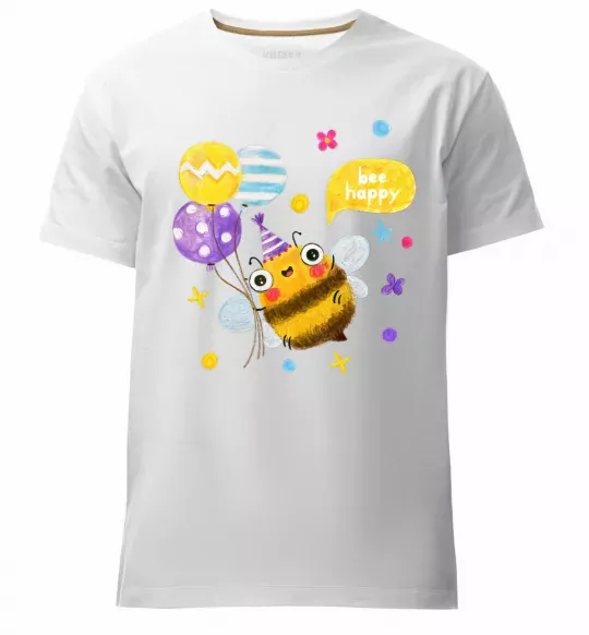 Чоловіча преміум футболка Bee happy Білий фото