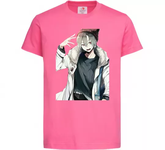 Детская футболка Аніме хлопчик Ярко-розовый фото