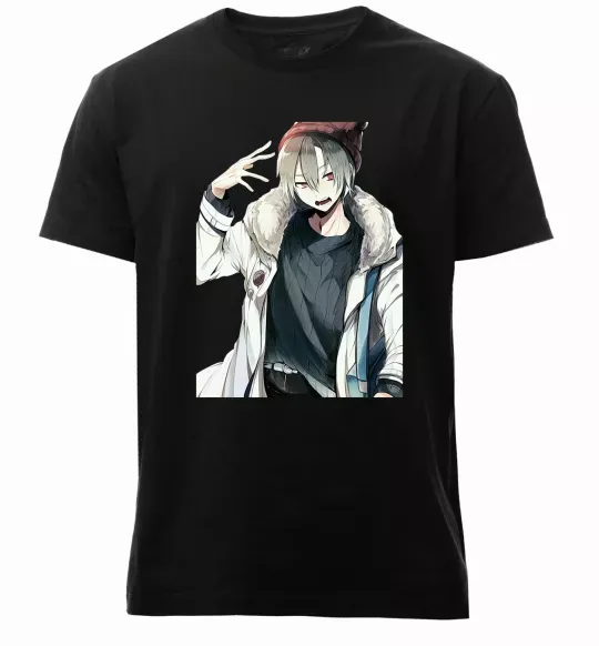 Мужская премиум футболка Аніме хлопчик Черный фото