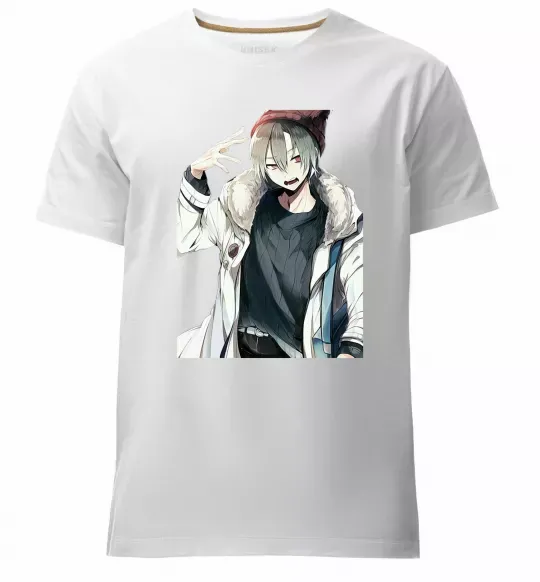 Мужская премиум футболка Аніме хлопчик Белый фото