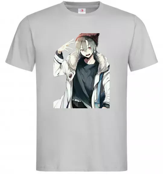 Чоловіча футболка Аніме хлопчик Сірий фото