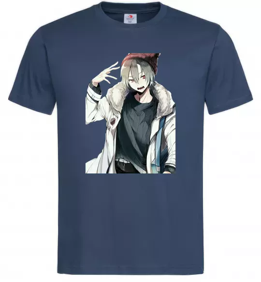 Чоловіча футболка Аніме хлопчик Темно-синій фото