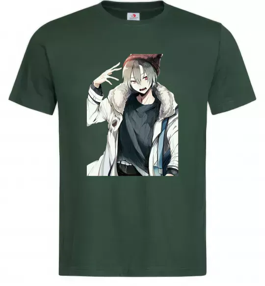 Чоловіча футболка Аніме хлопчик Темно-зелений фото