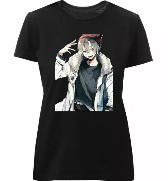 Жіноча преміум футболка Аніме хлопчик Чорний фото