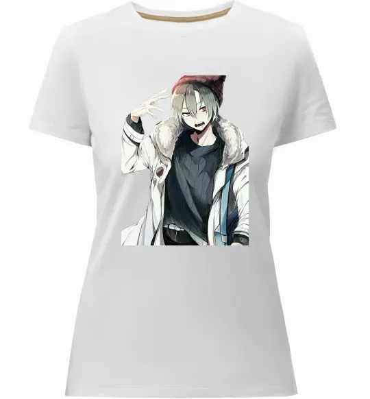 Жіноча преміум футболка Аніме хлопчик Білий фото