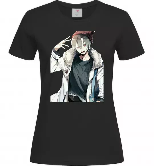 Жіноча футболка Аніме хлопчик Чорний фото