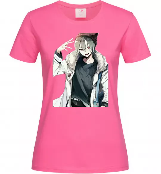 Жіноча футболка Аніме хлопчик Яскраво-рожевий фото