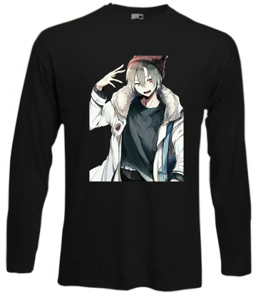 Лонгслів Аніме хлопчик Чорний фото