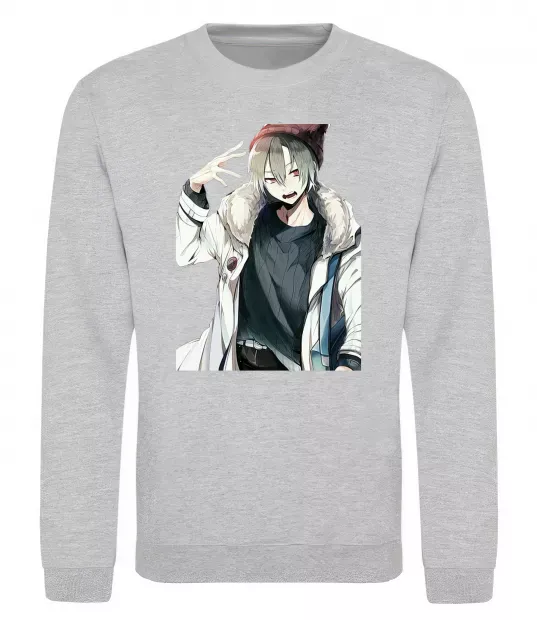 Свитшот Аніме хлопчик Серый меланж фото