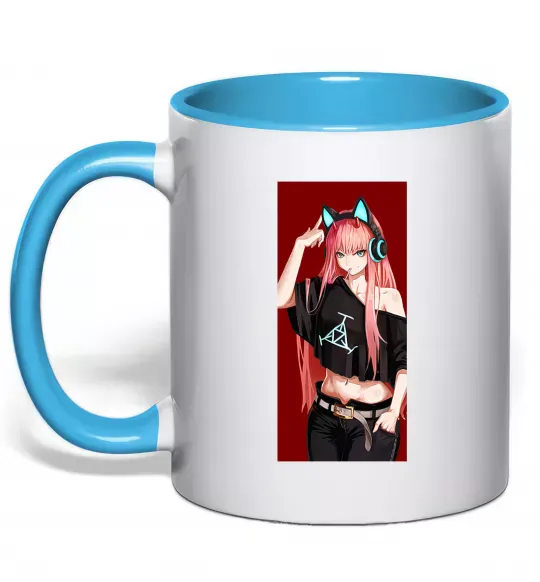 Чашка с цветной ручкой Звукове обладнання Голубой фото