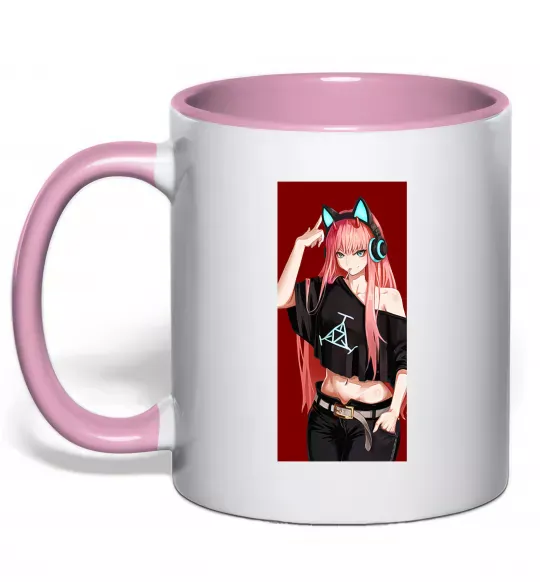 Чашка с цветной ручкой Звукове обладнання Нежно розовый фото