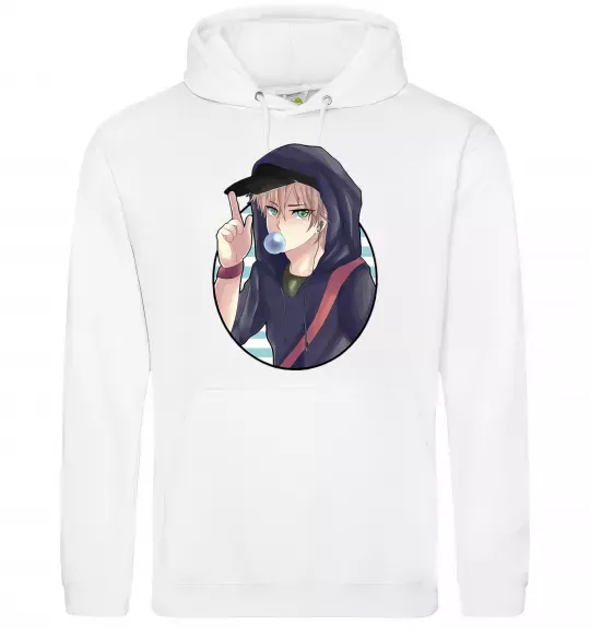 Мужская толстовка (худи) Boy with bubble gum Белый фото