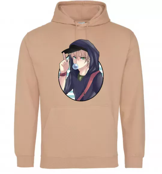 Мужская толстовка (худи) Boy with bubble gum Песочный фото