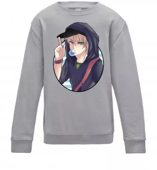 Дитячий світшот Boy with bubble gum Сірий меланж фото