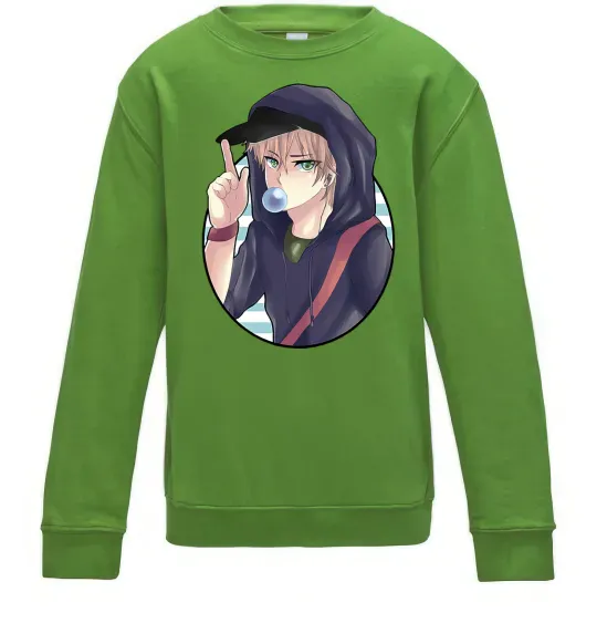 Дитячий світшот Boy with bubble gum Лаймовий фото