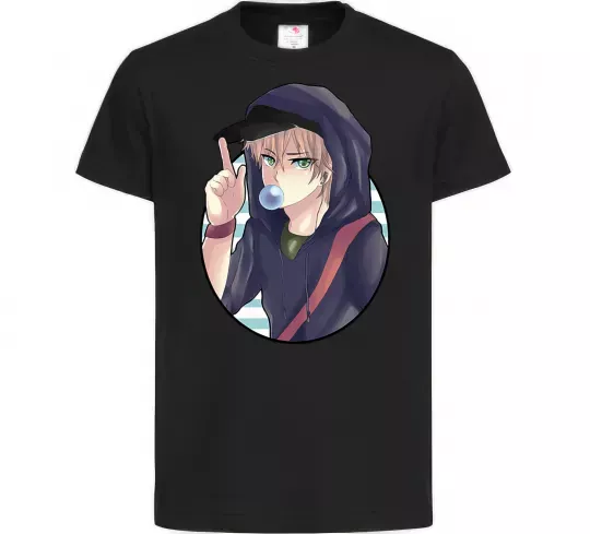 Детская футболка Boy with bubble gum Черный фото