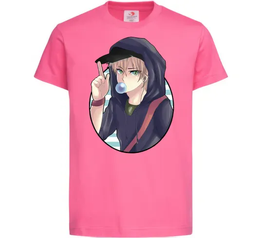 Детская футболка Boy with bubble gum Ярко-розовый фото