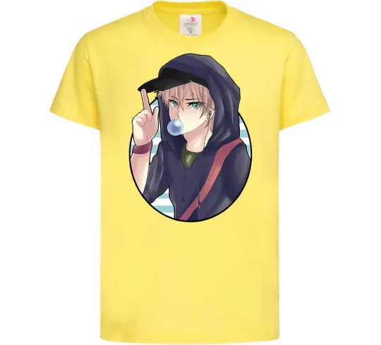 Детская футболка Boy with bubble gum Лимонный фото