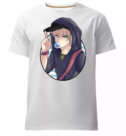 Чоловіча преміум футболка Boy with bubble gum Білий фото