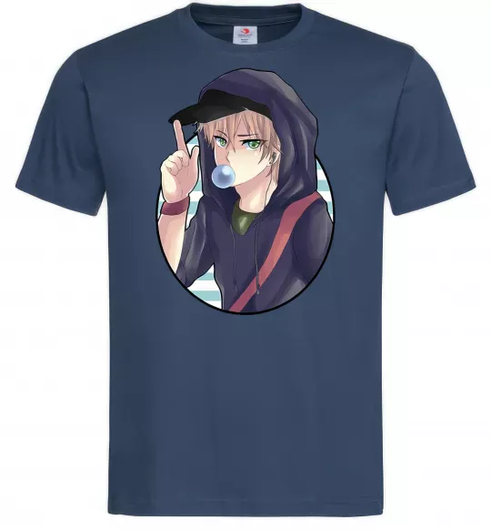 Мужская футболка Boy with bubble gum Темно-синий фото