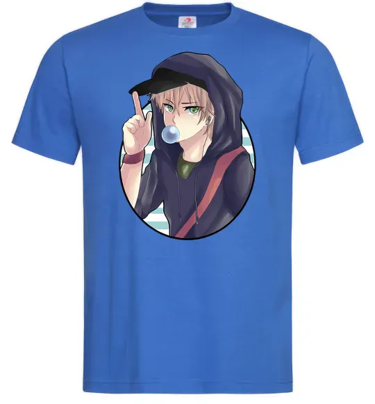 Мужская футболка Boy with bubble gum Ярко-синий фото