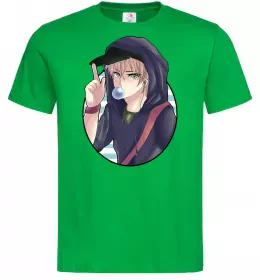 Мужская футболка Boy with bubble gum Зеленый фото