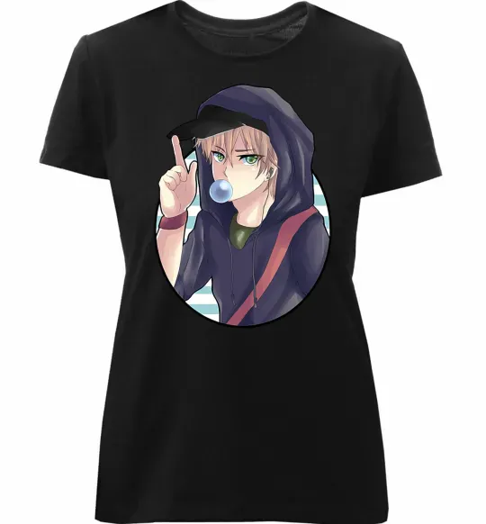 Жіноча преміум футболка Boy with bubble gum Чорний фото